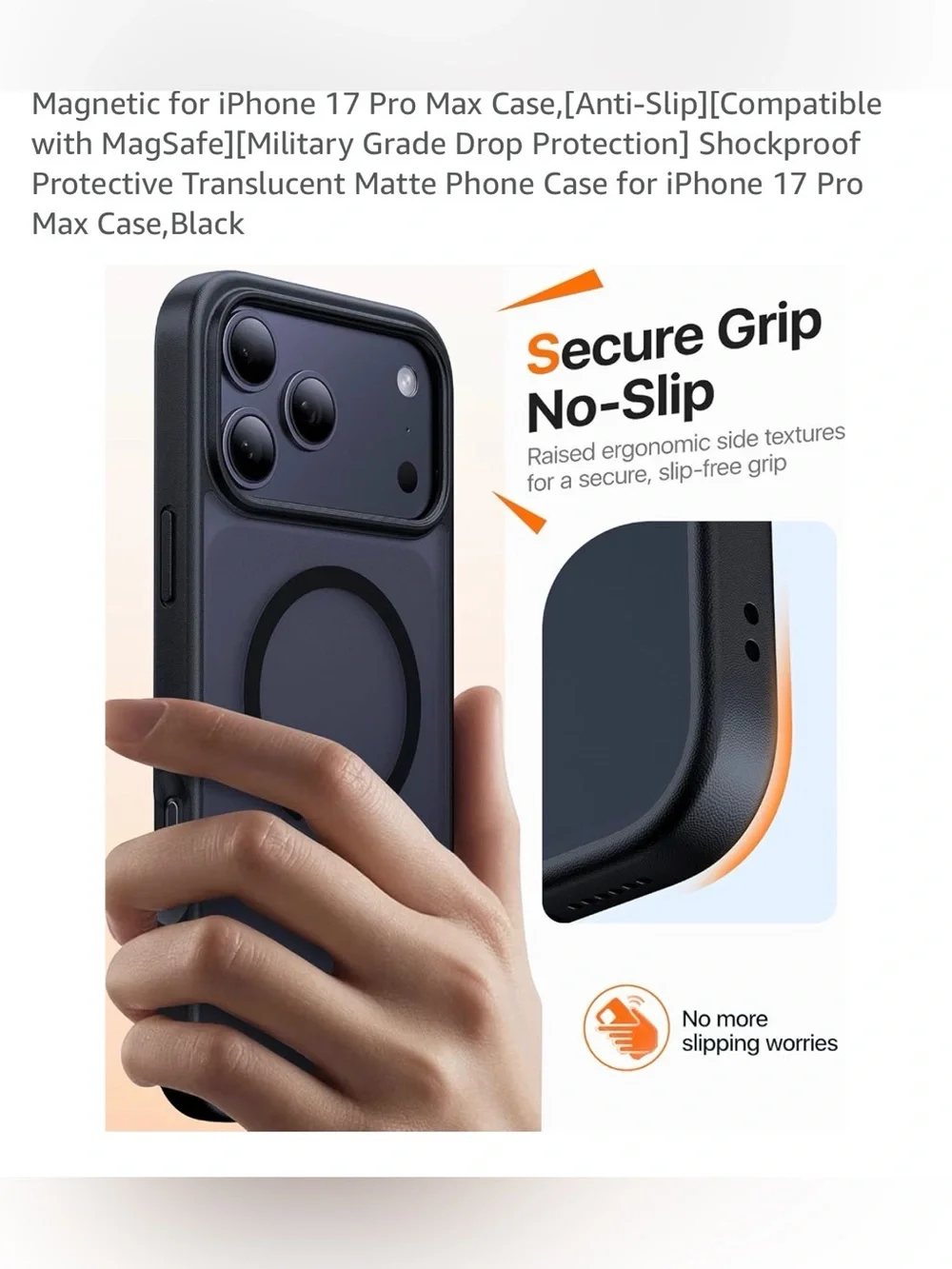MagSafe-Compatible Shockproof Phone Case translucent iPhone 17 Pro Max - Black